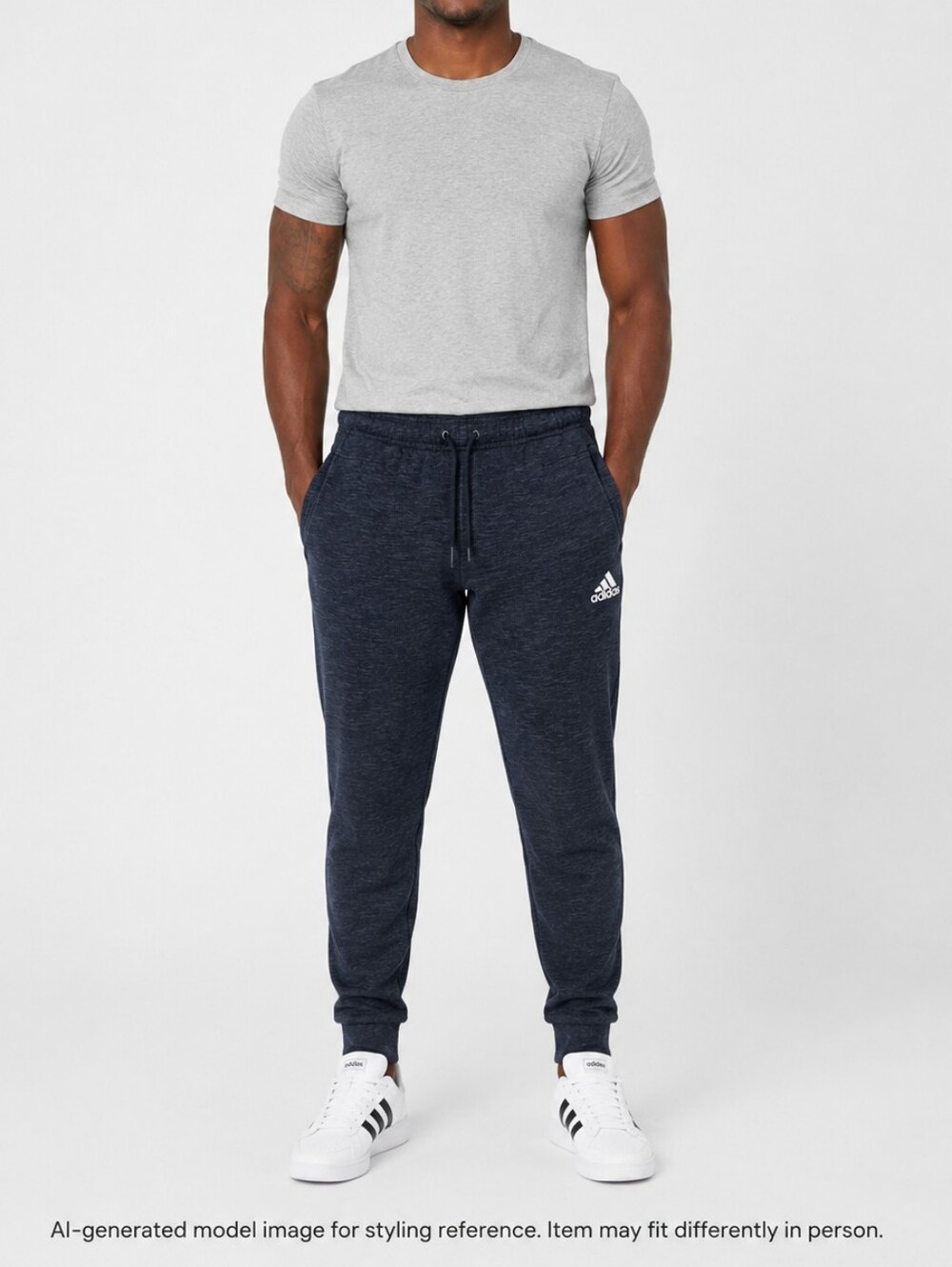Adidas Men’s Navy Heather Jogger Sweatpants Drawstring Athletic Pants M